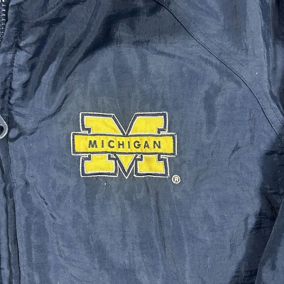 Vintage Michigan Wolverines LOGO 7 Puffer Jacket Men’s XL Full Zip 90s Blue - Picture 6 of 11